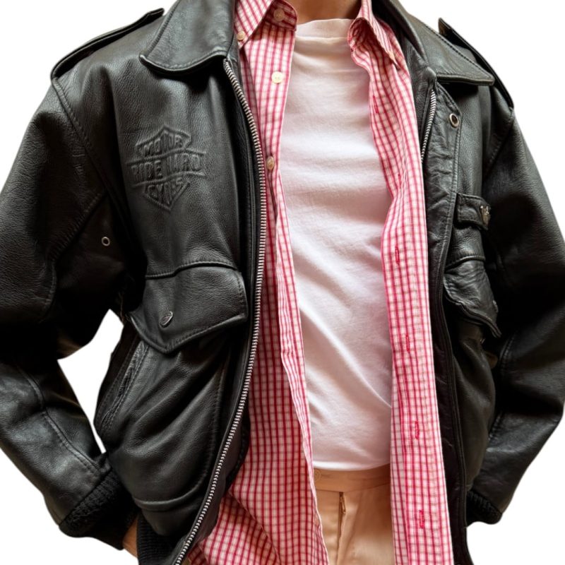 Sckott - bomber in vera pelle nero