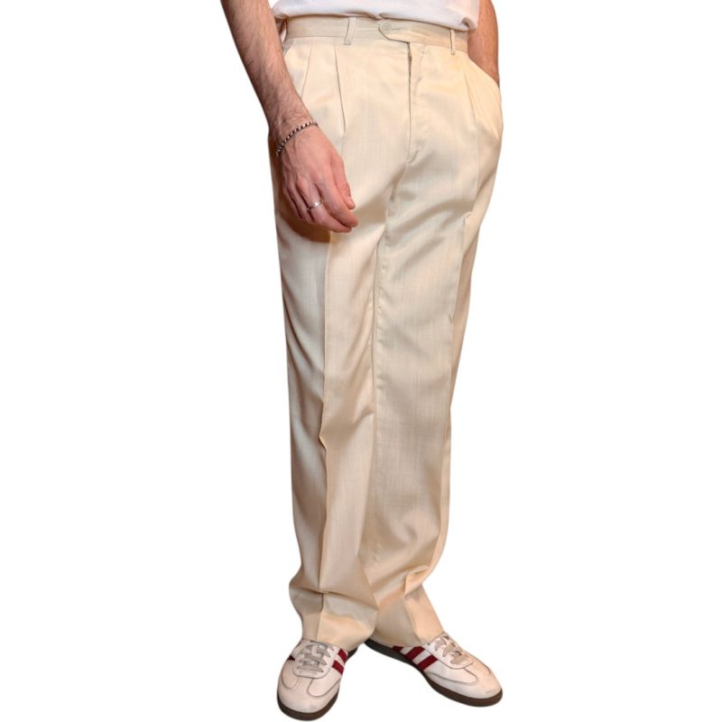 Pantalone sartoriale panna - misto seta