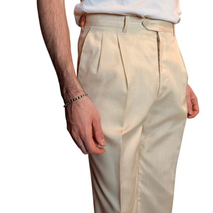 Pantalone sartoriale panna - misto seta
