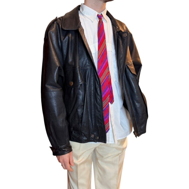 Bomber in vera pelle nero