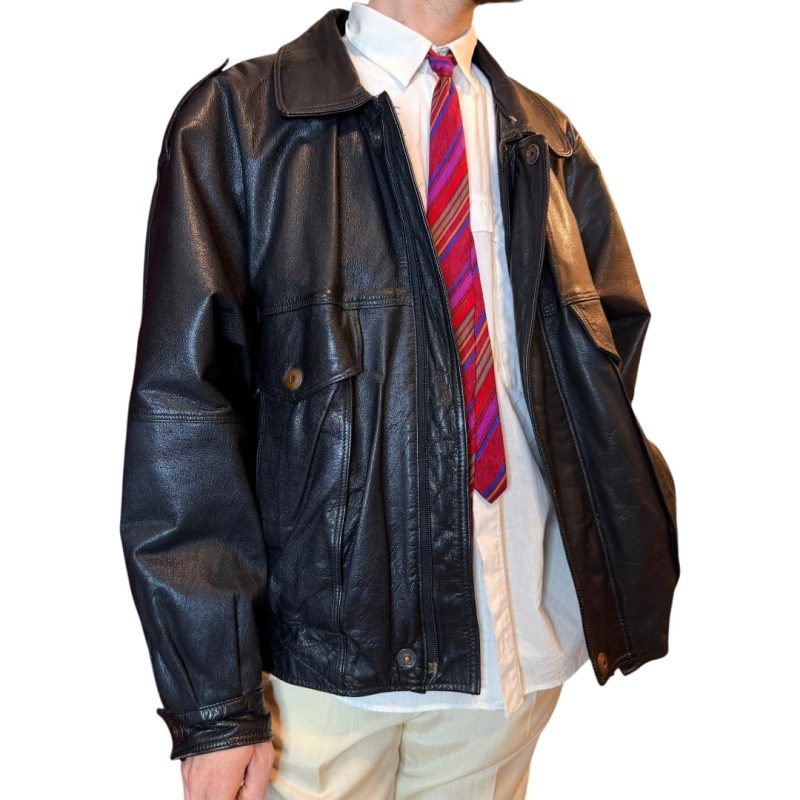 Bomber in vera pelle nero
