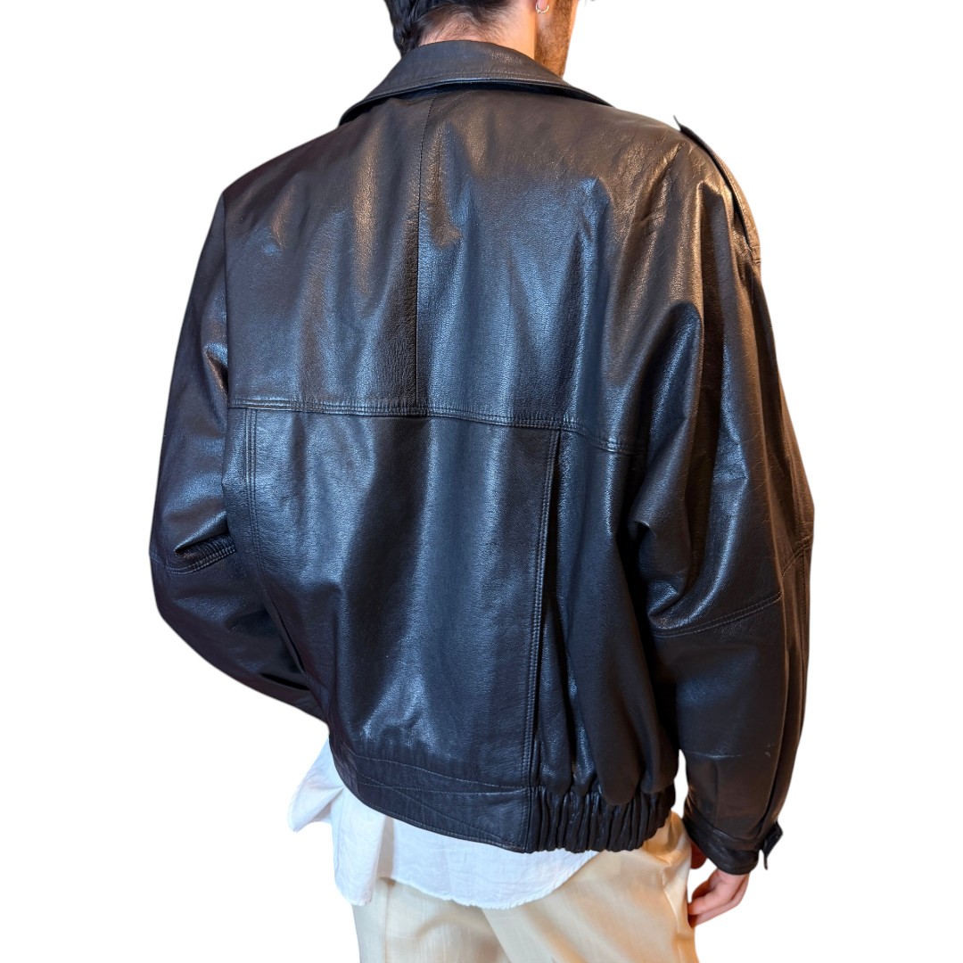 IMG_5320 Bomber in vera pelle nero