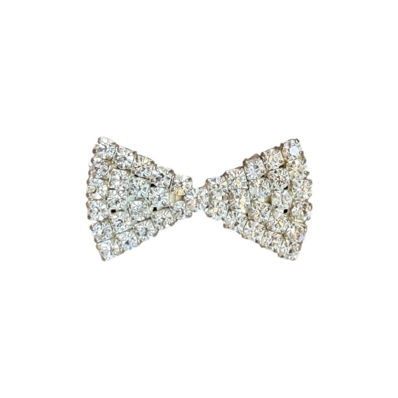 Spilla vintage - fiocco brillantini argento
