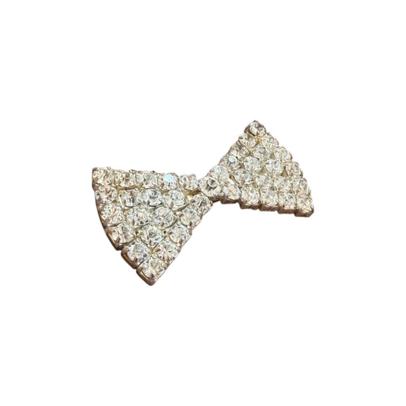 Spilla vintage - fiocco brillantini argento