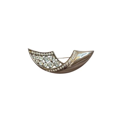 Spilla vintage - baffo argento con brillantini
