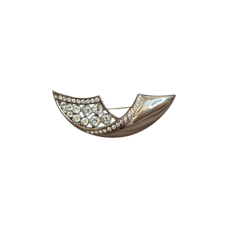 Spilla vintage - baffo argento con brillantini