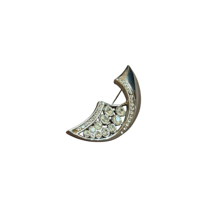 Spilla vintage - baffo argento con brillantini