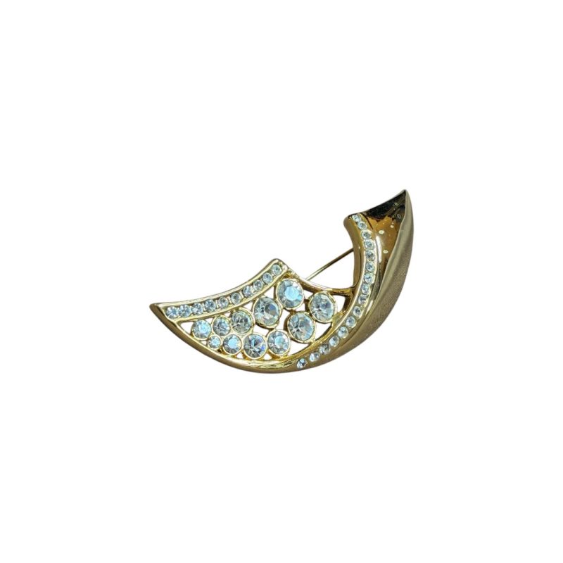 Spilla vintage - baffo oro con brillantini