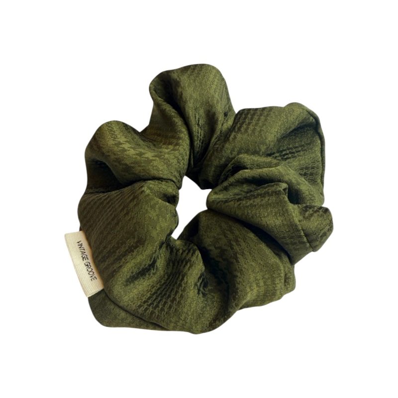 Vintage Groove Handmade - Scrunchie verde militare - 100% seta