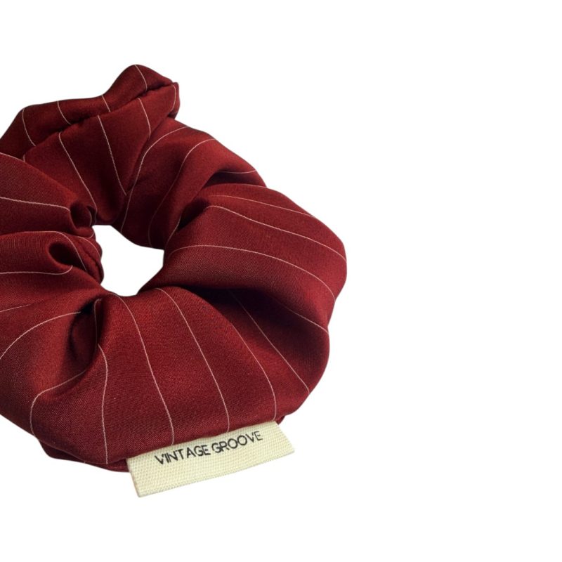 Vintage Groove Handmade - Scrunchie gessato bordeaux - 100% seta