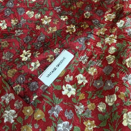 Vintage Groove Handmade – Foulard a fiori rosso – 100% seta