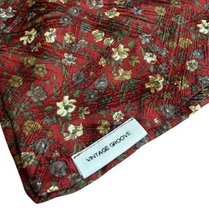 Vintage Groove Handmade – Foulard a fiori rosso – 100% seta