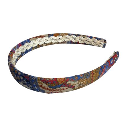Vintage Groove Handmade - Cerchietto multicolor celeste e rosso - 100% seta