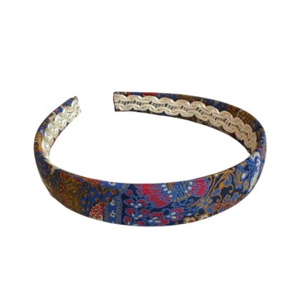 Vintage Groove Handmade - Cerchietto multicolor celeste e rosso - 100% seta