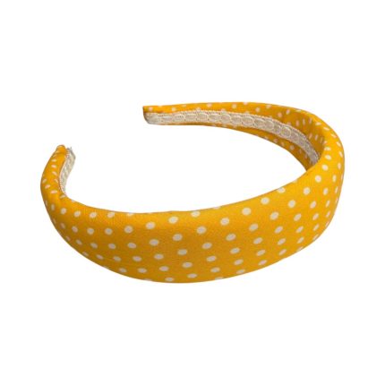 Cerchietto vintage - giallo a pois bianchi