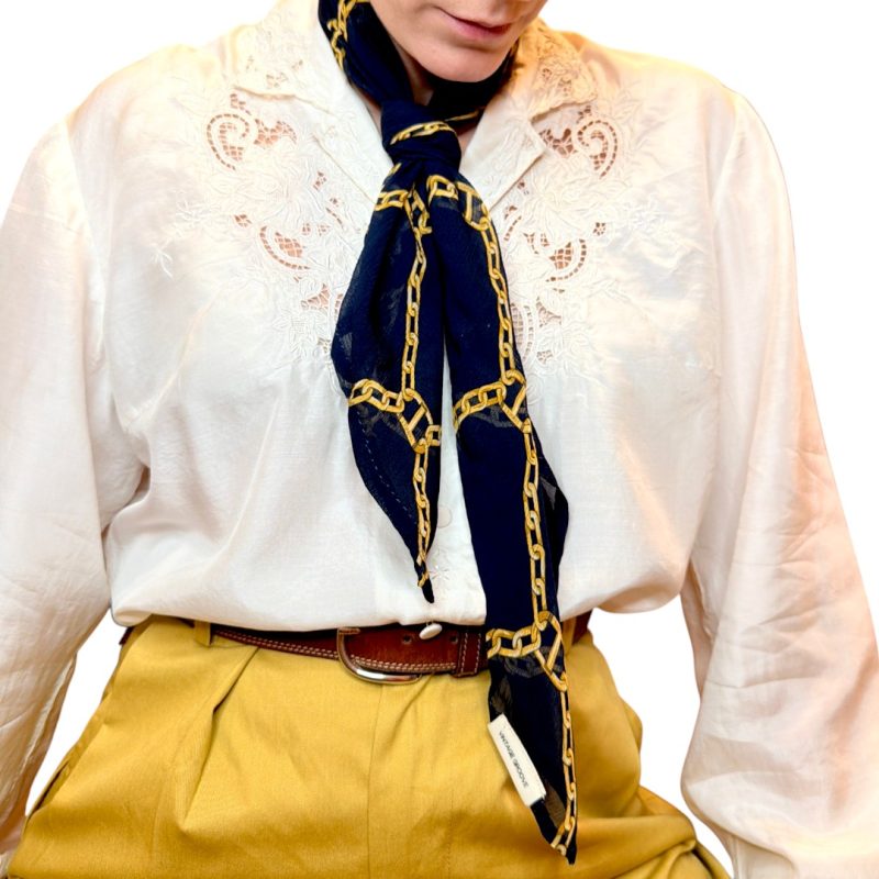 Vintage Groove Handmade - Foulard blu con catene