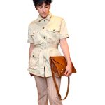 Giacca vintage con cintura - beige