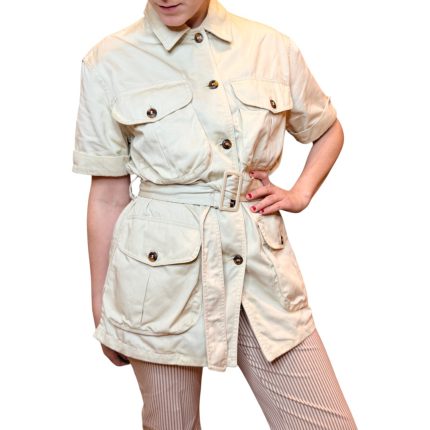 Giacca vintage con cintura - beige