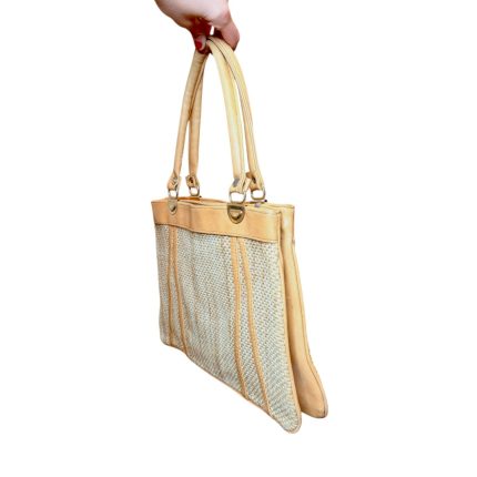 Borsa vintage - vera pelle e paglia