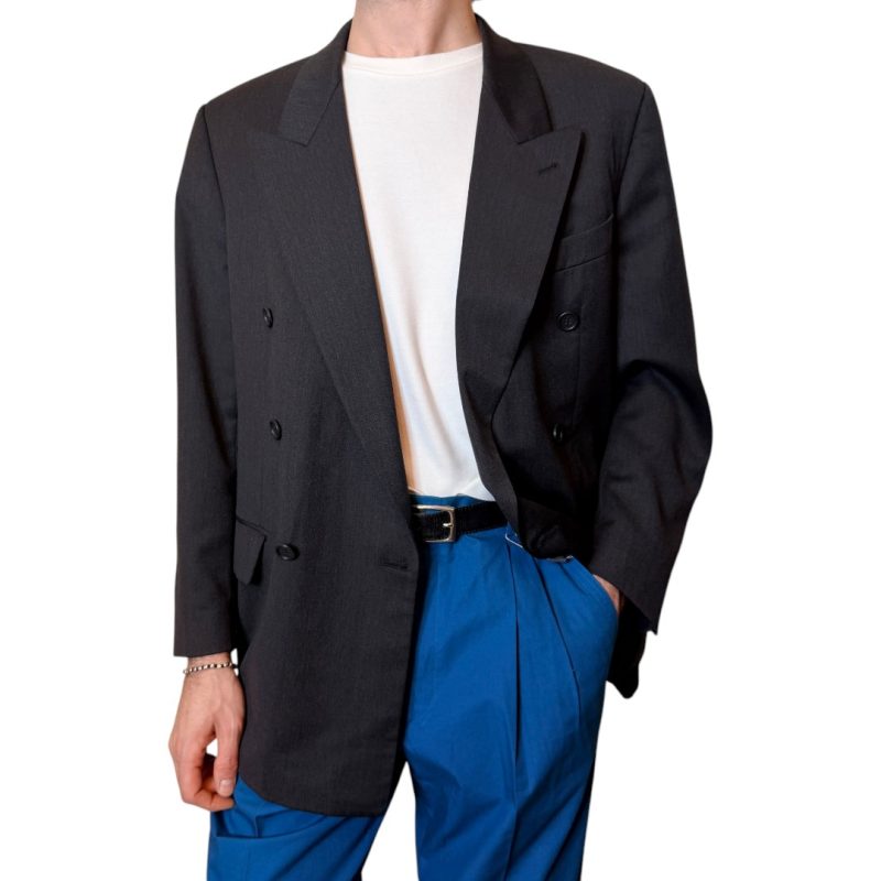 Blazer vintage doppio petto - grigio scuro