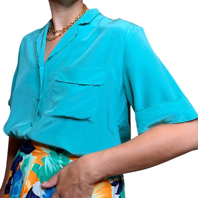 Camicia vintage azzurra - 100% seta