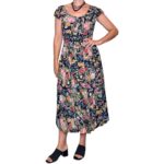 Abito vintage blu a fiorellini - 100% viscosa