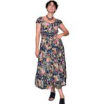 Abito vintage blu a fiorellini - 100% viscosa