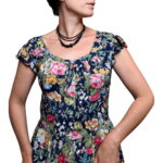 Abito vintage blu a fiorellini - 100% viscosa