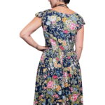 Abito vintage blu a fiorellini - 100% viscosa