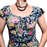 Abito vintage blu a fiorellini - 100% viscosa