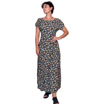 Abito vintage nero a fiorellini - 100% viscosa
