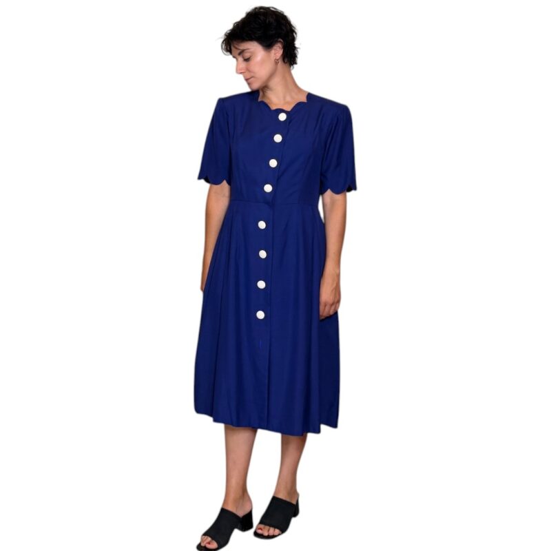 Abito vintage blu - con bottoni bianchi