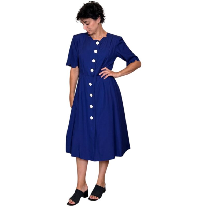 Abito vintage blu - con bottoni bianchi