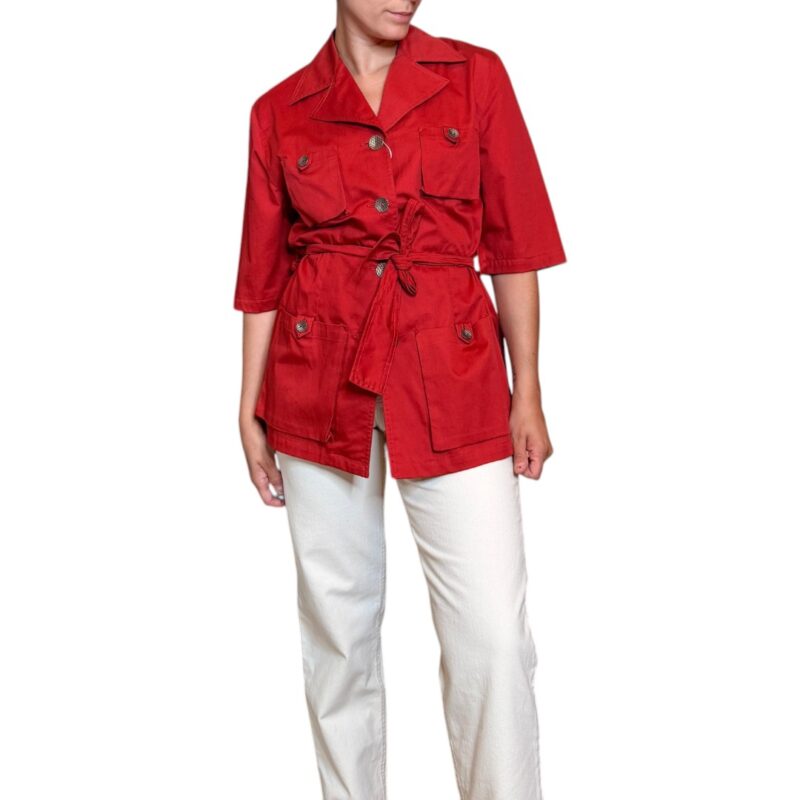 Giacca vintage con cintura - rossa