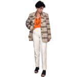 Blazer vintage a quadri - marrone e beige