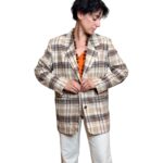 Blazer vintage a quadri - marrone e beige
