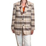 Blazer vintage a quadri - marrone e beige