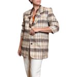 Blazer vintage a quadri - marrone e beige