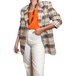 Blazer vintage a quadri - marrone e beige