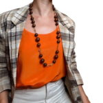 Blazer vintage a quadri - marrone e beige