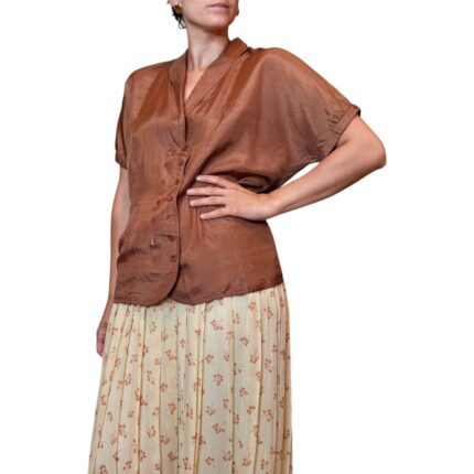 Camicia vintage marrone - 100% seta