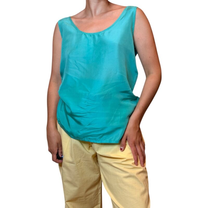 Top vintage azzurro - 100% seta