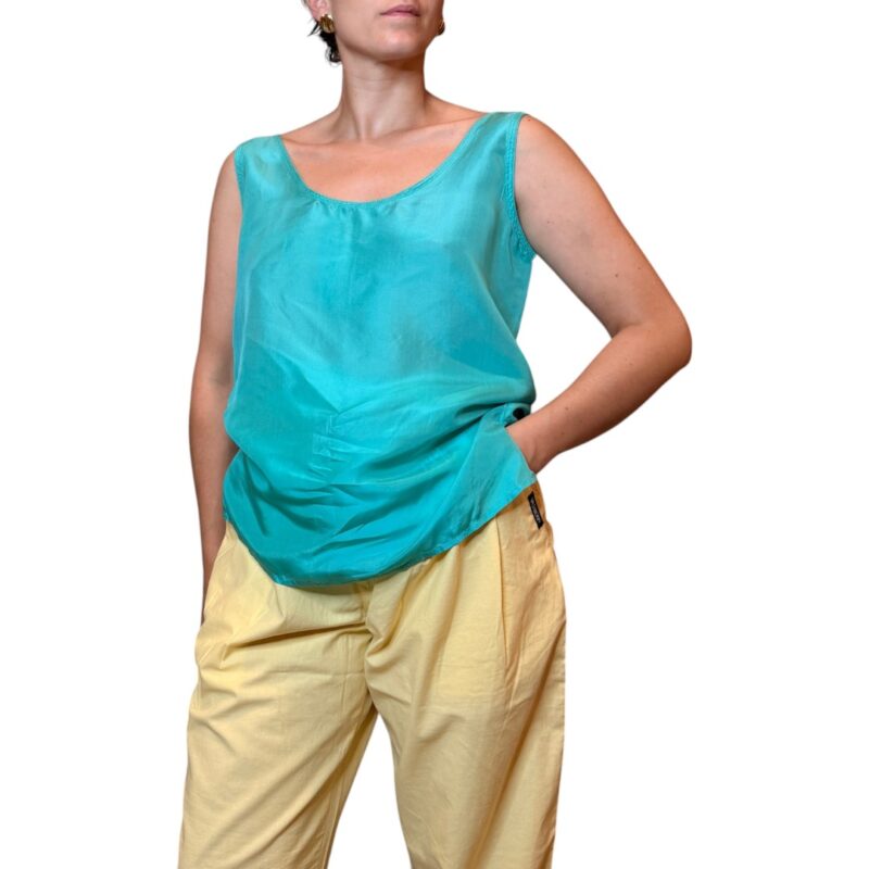 Top vintage azzurro - 100% seta