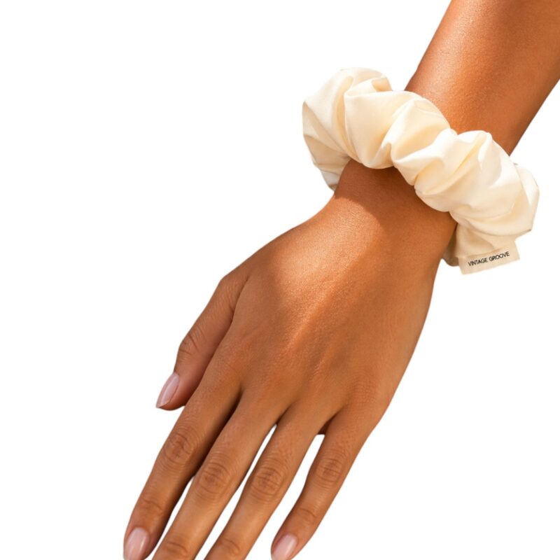 Vintage Groove Handmade - Scrunchie bianco panna - 100% seta