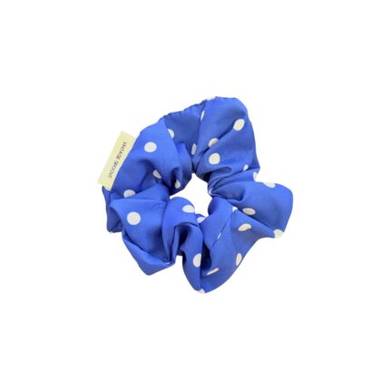 Vintage Groove Handmade - Scrunchie blu a pois - 100% seta