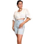 Top tirolese bianco corto - con volant