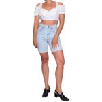 Top tirolese bianco corto - spalle scoperte