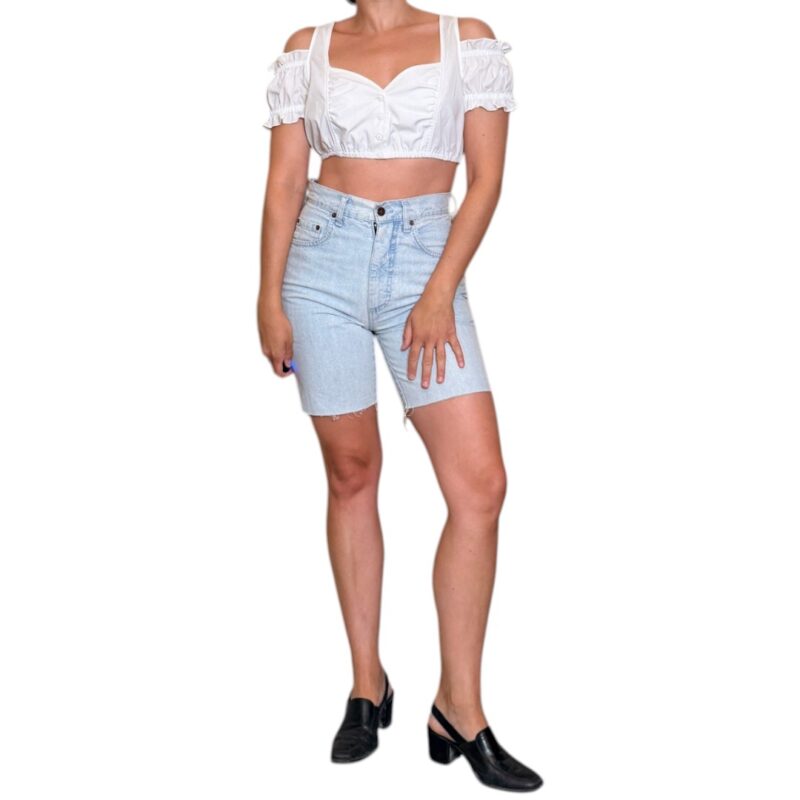Top tirolese bianco corto - spalle scoperte