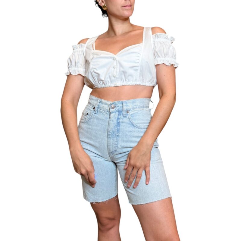 Top tirolese bianco corto - spalle scoperte