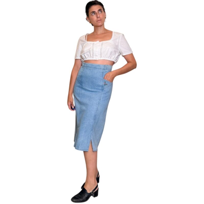 Top tirolese bianco corto - con pizzo